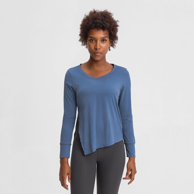 TIMETEX Top Selling Women Long Sleeve Breathable  Side Slit Casual Tops Gym Workout Running Yoga Clothes Fitness Sports T-shirts