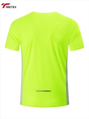 TIMETEX Short Sleeved Oneck Sporty Plaid Vinegar Fiber Sweatshirt Color Blocking Quick-drying Breathable Durable Custom logo
