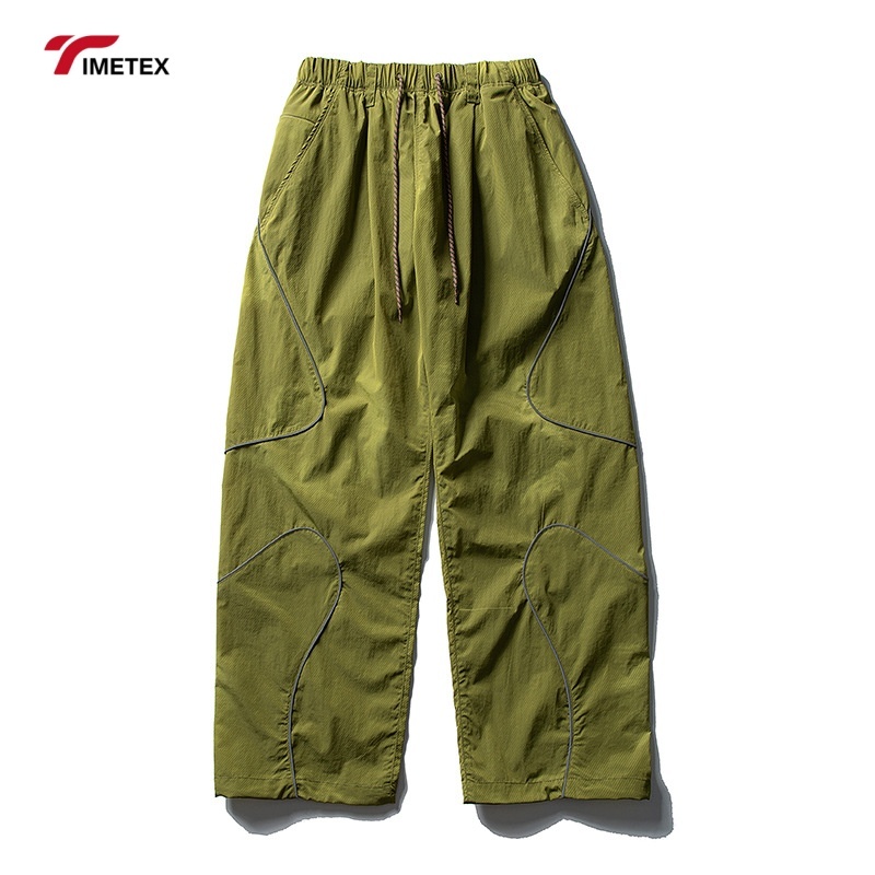 TIMETEX Custom Streetwear Adjustable Wide Leg Baggy Windbreaker Pants Unisex Retro Blank Mens Athletic Nylon Track Pants