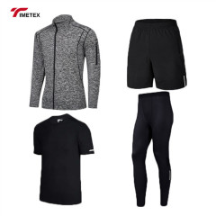 Wholesale  Autumn Men Fashion 4Pcs Set Tracksuit  Men Gym Tights Sportswear Compression Pants Shirt Top Long Sleeve Jacket Suit