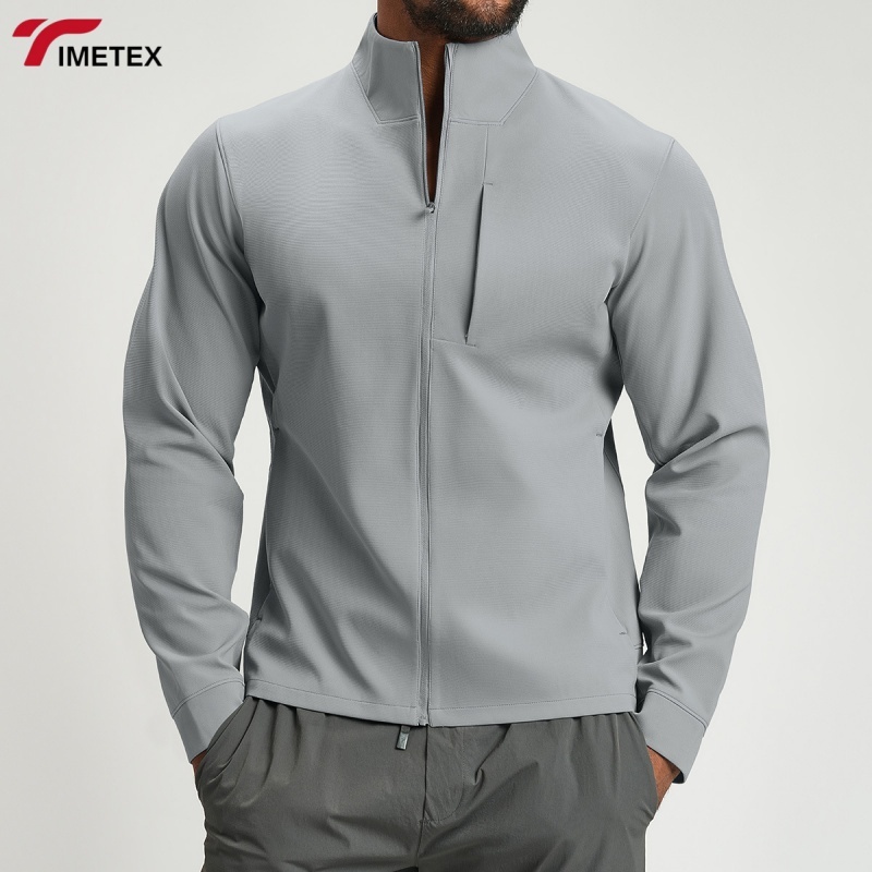 Mens Outdoor Solid Coat Stand Collar Breathable Sporty Casual Jacket Zip up Blouses Polyester Quick Dry Running Coats Jackets
