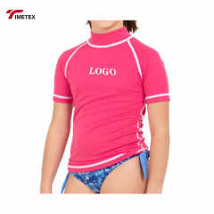 Hot Selling Sun Protection Girls Rash Guard Short Sleeve Shirt Upf 50+ Surf Swimming Bjj Rashguard Custom for Kids