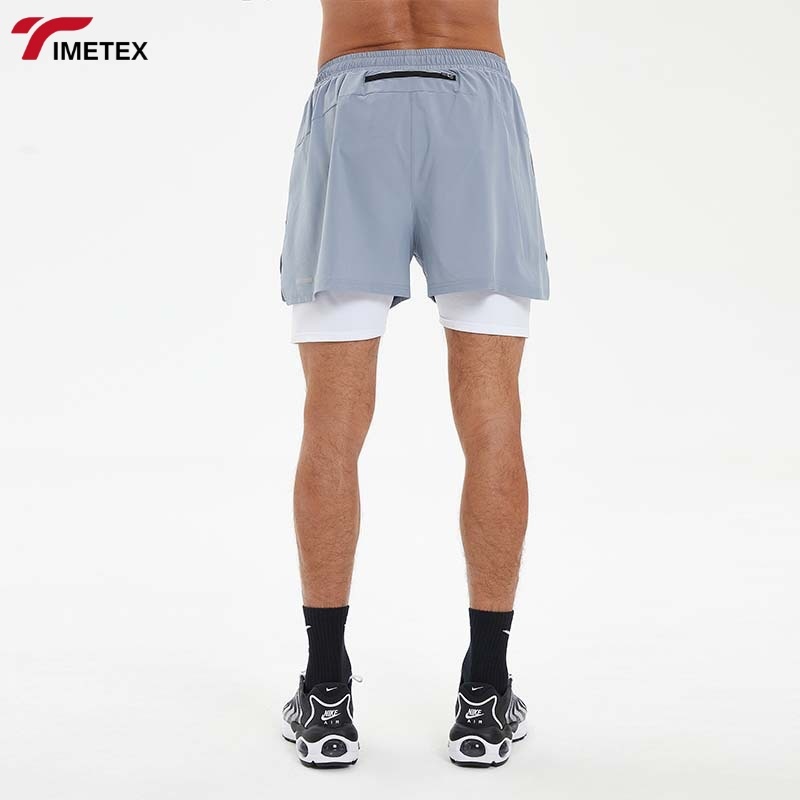 TIMETEX Men's Summer Sports Shorts with Elastic Waist Closure and Zip Pockets Compression Athletic Workout Bottoms for Running