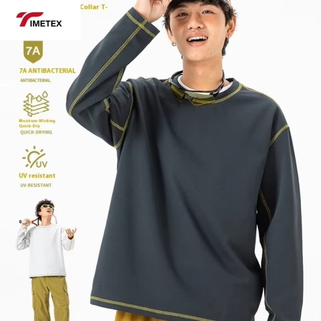 TIMETEX Half-Zip Quick-Drying Sports Top for Men Women Long-Sleeved Autumn Round-Neck Top for Rock Climbing Fishing Cycling