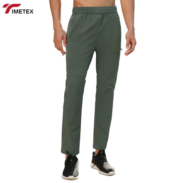 TIMETEX Custom High Waist Outdoor Pants Moisture Wicking Breathable Elastic Quick Dry Zipper Pocket for Running Mountaineering