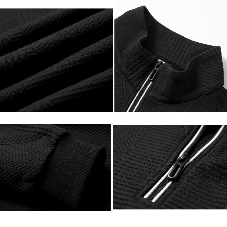TIMETEX New Style Mens Sweatshirts Autumn Stand Collar Sweatshirt Plus Size Loose Plain 1/4 Zip Collar Sweatshirt