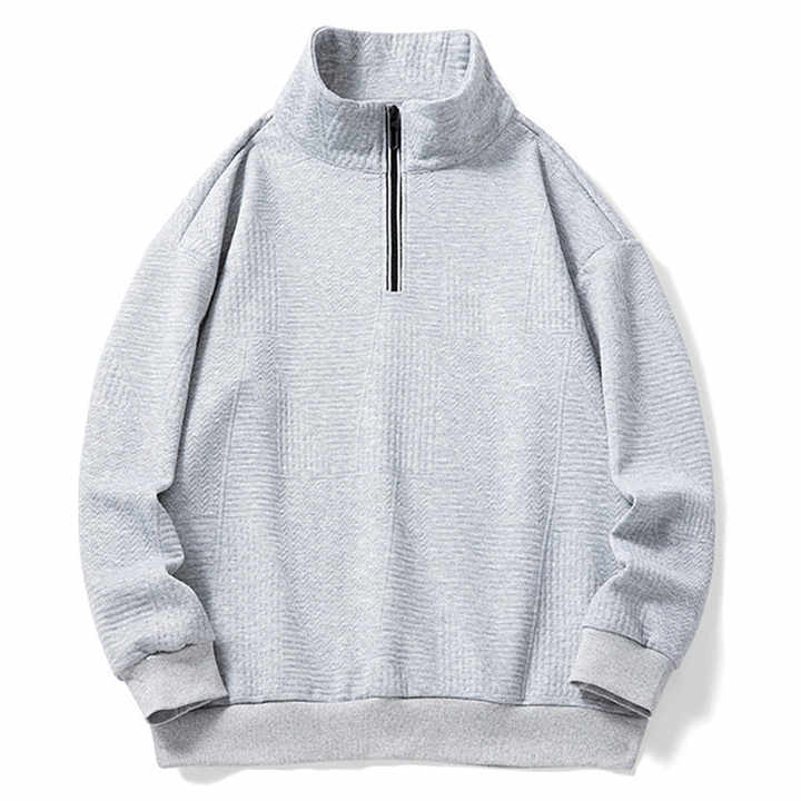 TIMETEX New Style Mens Sweatshirts Autumn Stand Collar Sweatshirt Plus Size Loose Plain 1/4 Zip Collar Sweatshirt