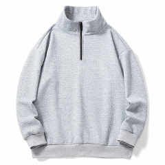 TIMETEX New Style Mens Sweatshirts Autumn Stand Collar Sweatshirt Plus Size Loose Plain 1/4 Zip Collar Sweatshirt