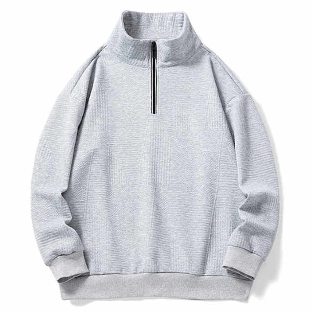 TIMETEX New Style Mens Sweatshirts Autumn Stand Collar Sweatshirt Plus Size Loose Plain 1/4 Zip Collar Sweatshirt