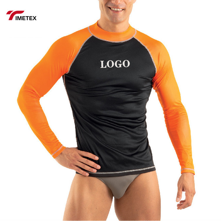 TIMETEX Oem Custom Logo 100% Polyester Quick Dry Fabric UPF 50 Solid Color Long Sleeve Men Rash Guard