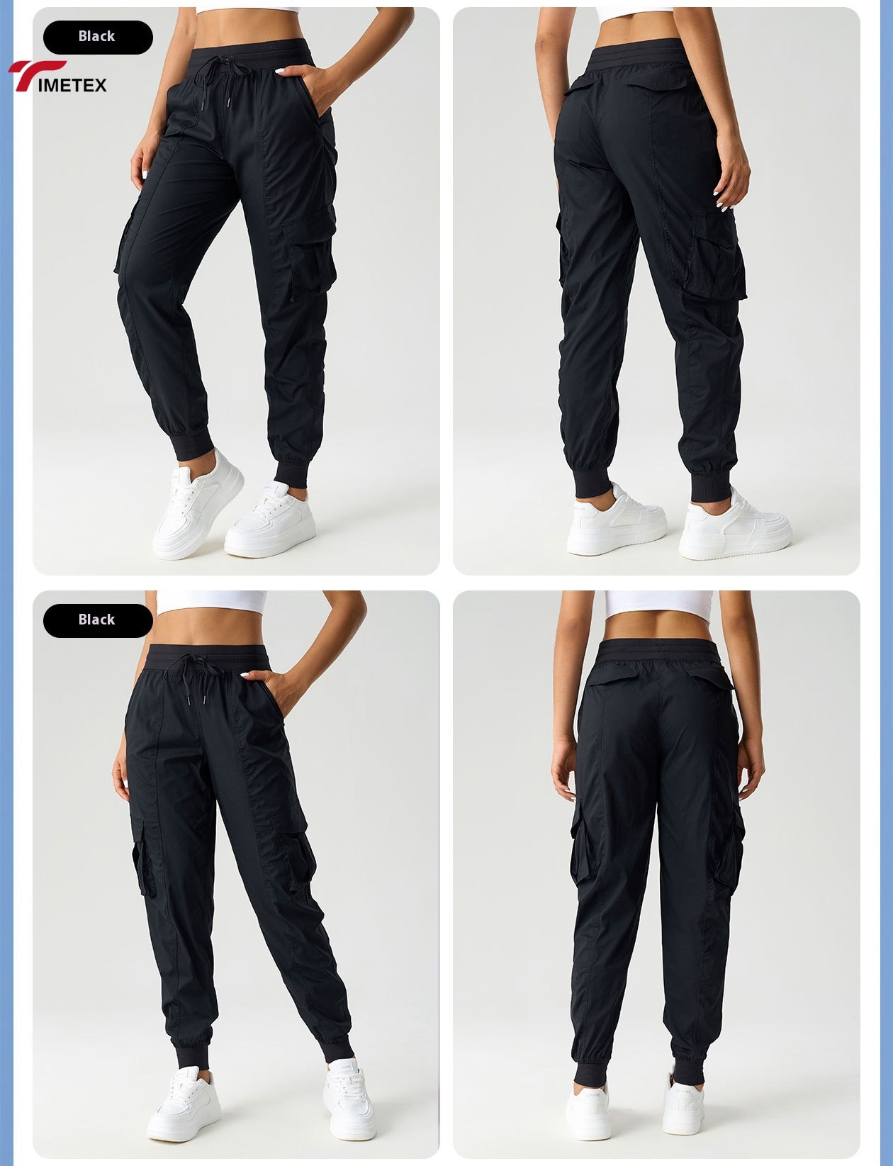 TIMETEX Custom Logo Women's Outdoor Running Jogger Cargo Pants Multi-Pockets Casual Sport Clothes With Drawstring Active Bottoms