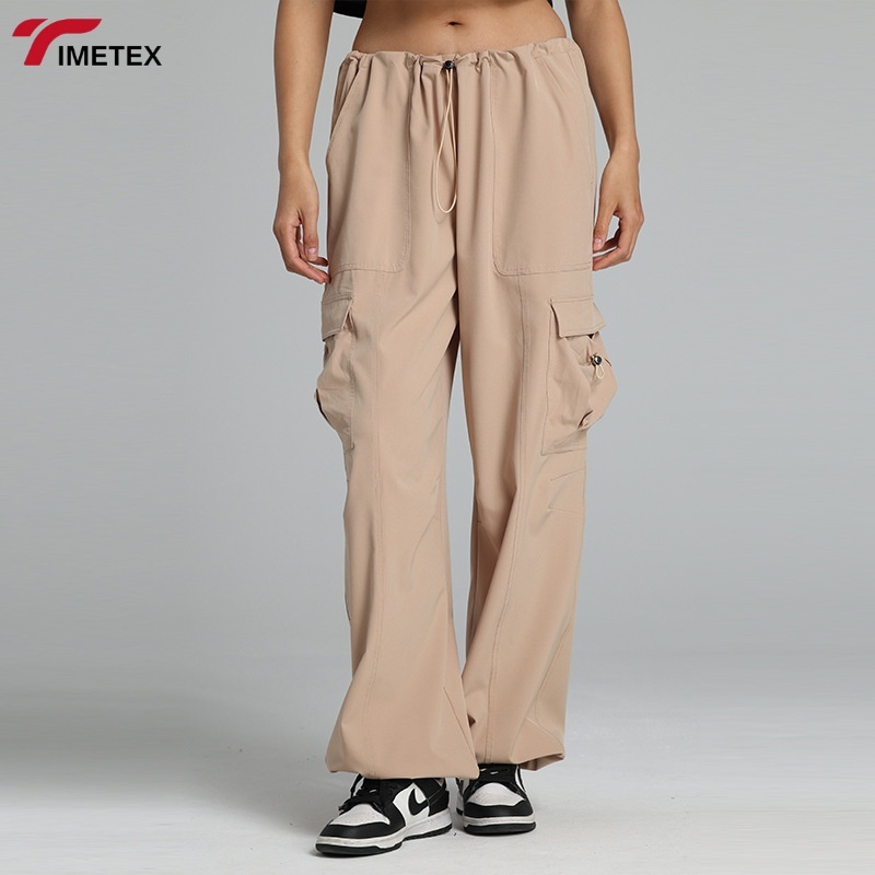 TIMETEX Outdoor Activity Wear Sports Running Casual Adjustable Waist Side Pockets Loose Unsex Essentials Trousers for Women