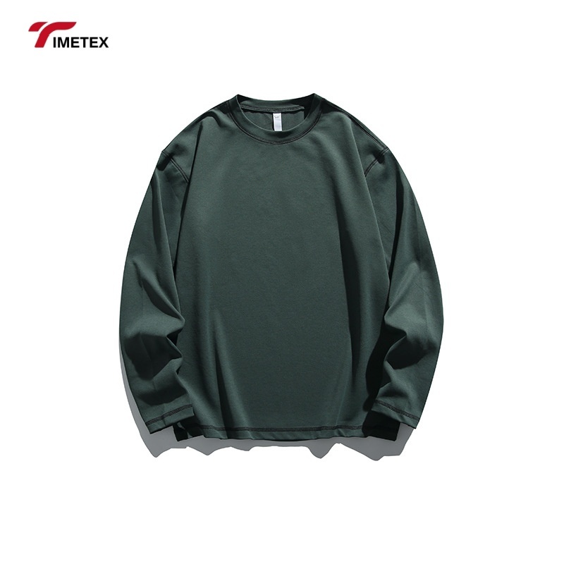 TIMETEX Customizable OEM Men's Lightweight Crewneck Sweatshirt Drop Shoulder Hoodie Embroidered Design Solid Pattern 2XL Cycling
