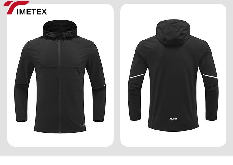 TIMETEX Men's Long Sleeve Zipper Hooded Jacket Hot Sale Waterproof Windbreaker for Autumn Outdoor Hiking Casual Style Front Logo