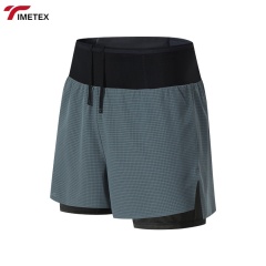 Mens Active Marathon Split Shorts Solid Polyester Quick Dry Shorts with Underwear for Men Custom logo Seamless Running Shorts