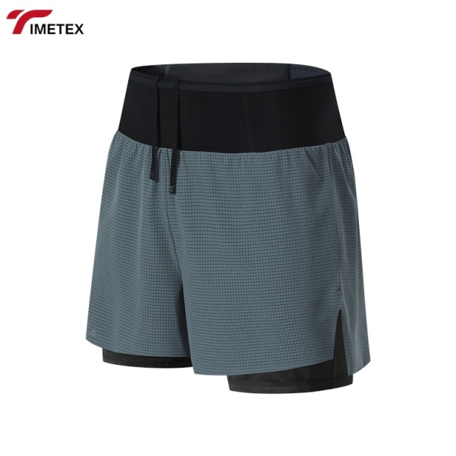 Mens Active Marathon Split Shorts Solid Polyester Quick Dry Shorts with Underwear for Men Custom logo Seamless Running Shorts