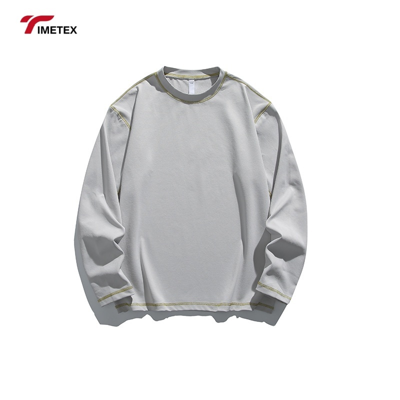 TIMETEX Men's Customizable Oversized Cropped Sweatshirt Unisex Heavyweight Boxy Crewneck Hoodie Embroidered Technique DIY Drop