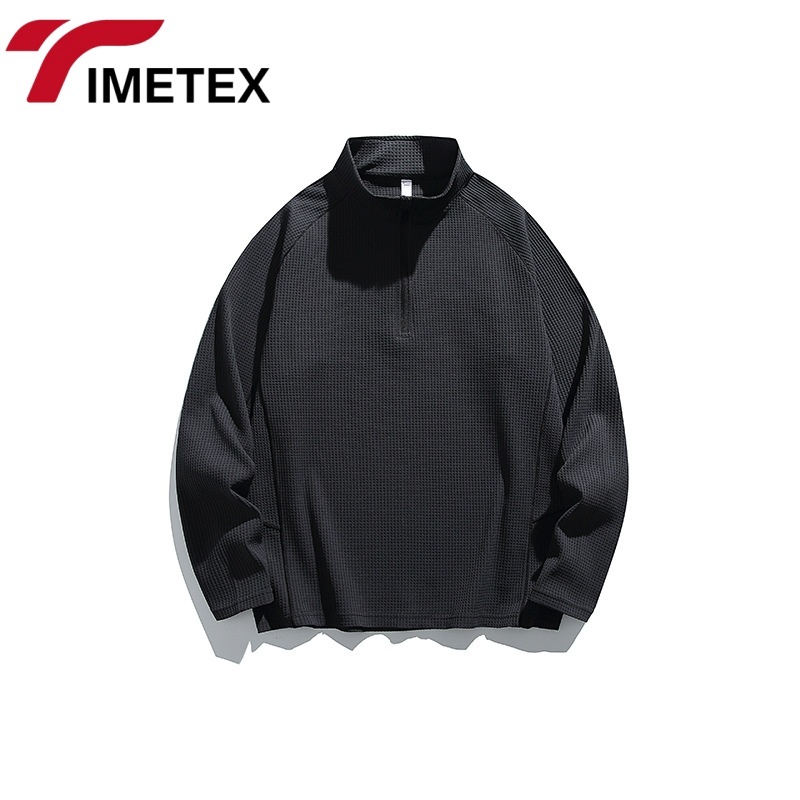 TIMETEX Custom Print Embroidered Double Side Germany Velvet Solid Color Mock Neck Sweatshirts Mockneck Sweatshirts for Men Women