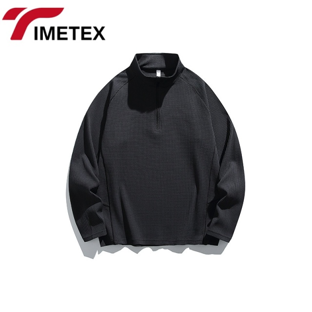 TIMETEX Custom Print Embroidered Double Side Germany Velvet Solid Color Mock Neck Sweatshirts Mockneck Sweatshirts for Men Women