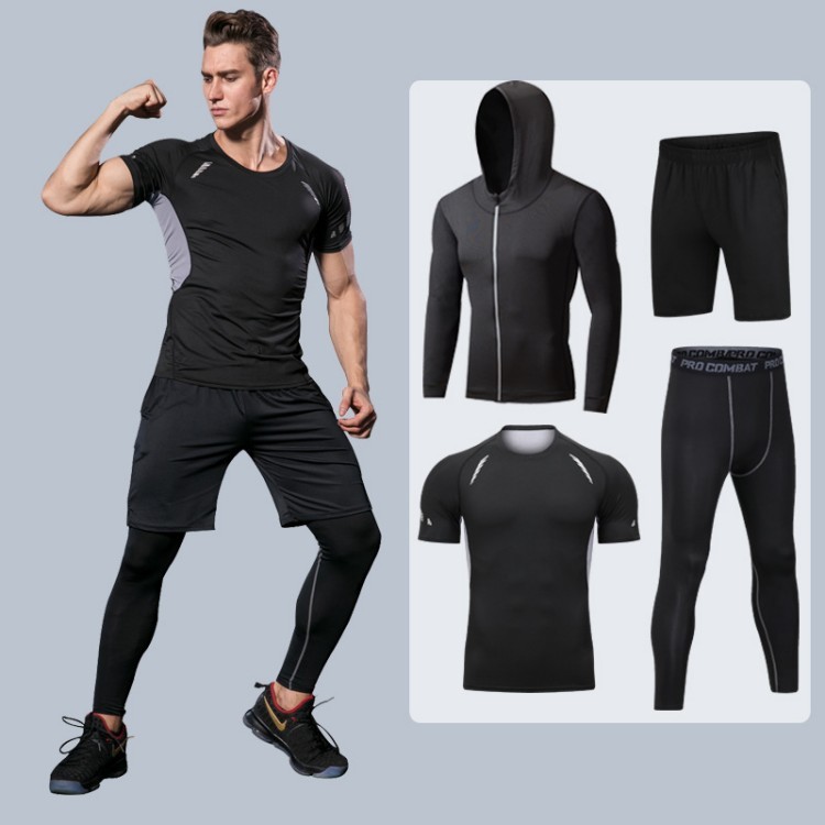 Custom Logo Fitness Wear Men Gym Training Jogging Compression Gym Wear Men Tracksuit Set