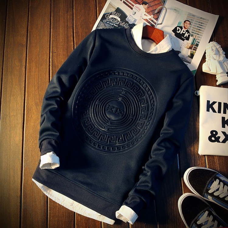 TIMETEX Autumn New Crewneck  Custom 3d Hoodie Embossed Sweatshirts Men Casual Plus Size Pullover