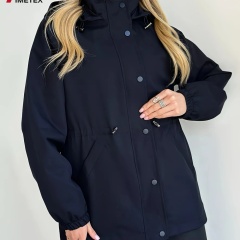 TIMETEX Women's Lightweight Breathable Waterproof Rain Jacket Hood Pockets Zipper Closure Printed Technics