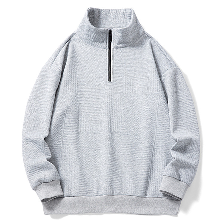 TIMETEX New Style Mens Sweatshirts Autumn Stand Collar Sweatshirt Plus Size Loose Plain 1/4 Zip Collar Sweatshirt