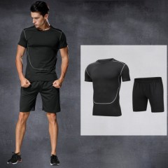 Outdoor Sport Gym Fitness Sets Men Short Sleeves Breathable 2 Piece Mens Set Workout Tracksuit