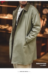 TIMETEX Custom Scottish Balmacaan Trench Coat for Men Winter Outwear Waterproof Lightweight Cotton Jacket with Contrast Collar