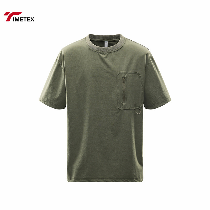 Summer Custom Breathable Quick-drying Fitness T-shirt Crewneck Sportswear Men's 100% Polyester Blank T-shirt with Pockets