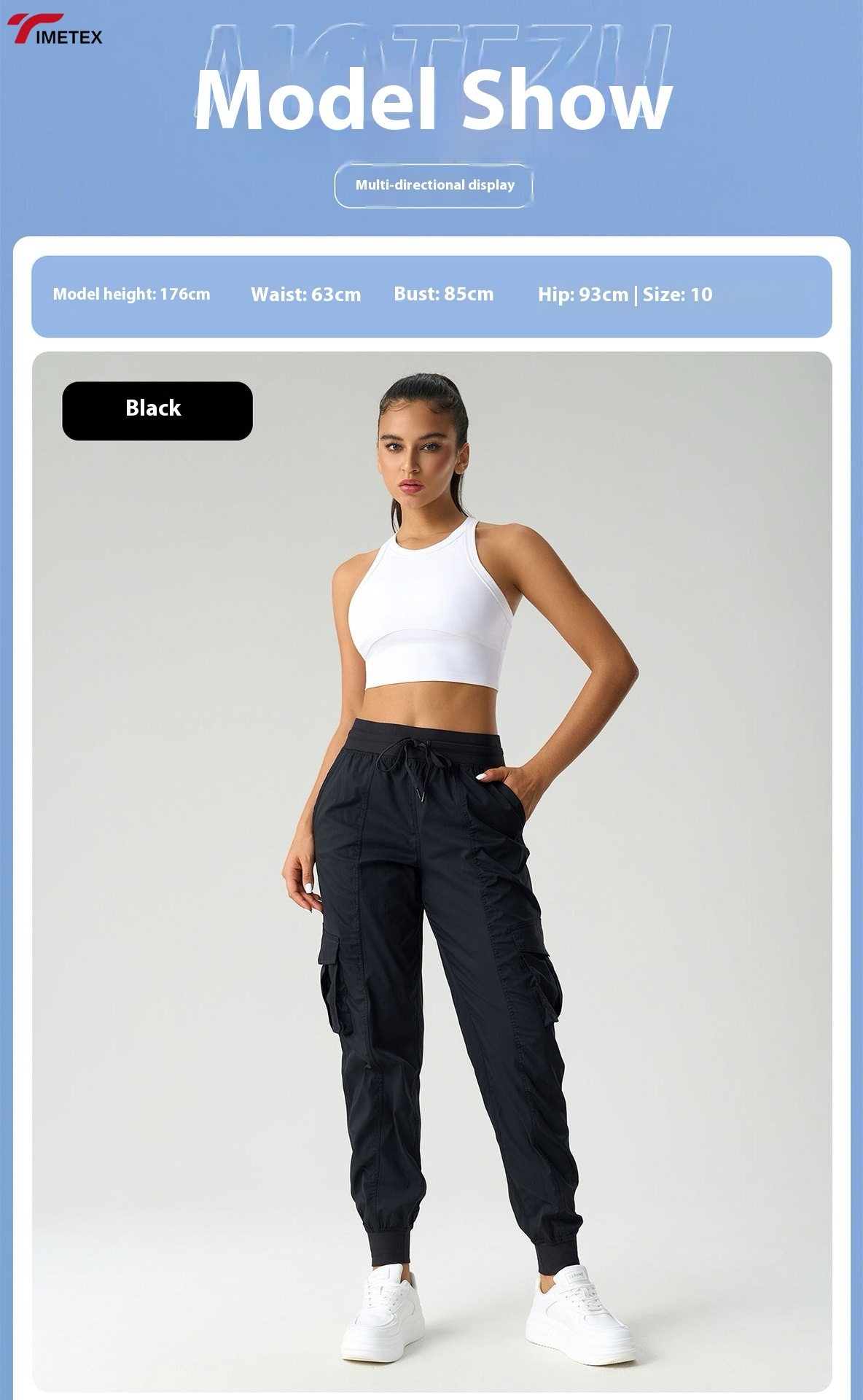 TIMETEX Custom Logo Women's Outdoor Running Jogger Cargo Pants Multi-Pockets Casual Sport Clothes With Drawstring Active Bottoms