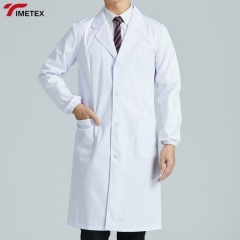 TIMETEX  Long Sleeve White Doctor Medical Coat Pharmacy Pet Shop Beauty Overalls Lab Coat White Labcoats Hospital Uniforms