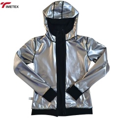 TIMETEX Women's Black Hooded Sweat Jacket with Thermal Lining Comfortable Sauna Suit for Home Weight Loss Zippered Design