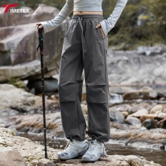 Women's High Waist Parachute Drawstring Elastic Palazzo Trousers Casual Anti-Wrinkle and Anti-Static Cargo for Autumn Season
