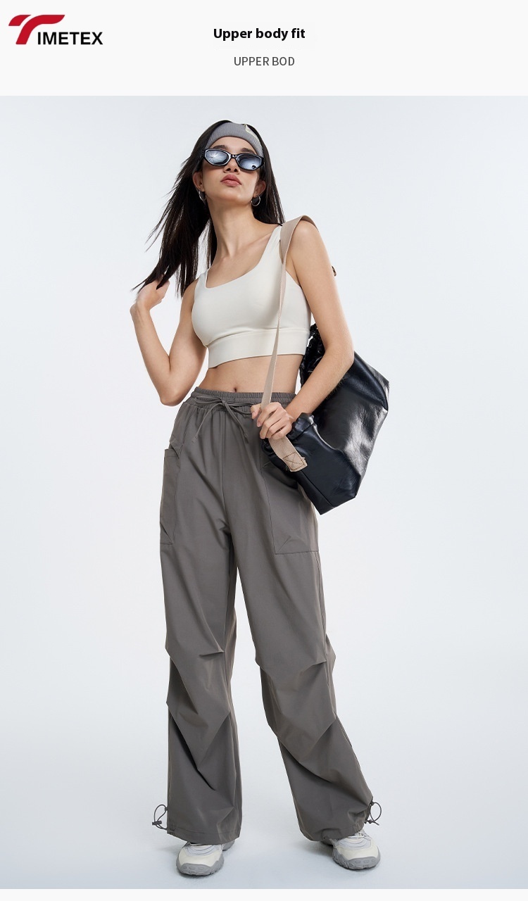 TIMETEX American Retro Style Quick-Dry Breathable Cargo Pants for Women Casual Sports Outdoor Running Hiking Elastic Waist ODM