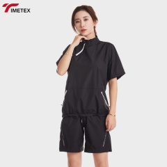 TIMETEX Custom Logo Short Sleeved SweatSuit for Gym Training Fitness Fat Burning Loose Weight Plus Size Sportswear Sauna Shorts