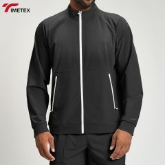 New OEM Custom Eco-friendly Recycled Contrast Color Regular Fit Athletic Breathable Training Men Jackets for Workout Fitness Gym
