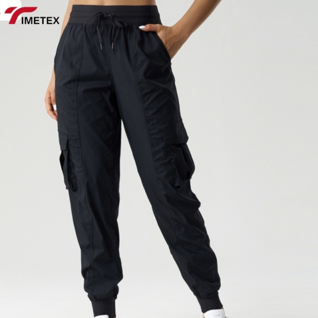 TIMETEX Custom Logo Women's Outdoor Running Jogger Cargo Pants Multi-Pockets Casual Sport Clothes With Drawstring Active Bottoms