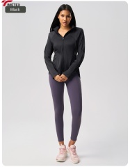 Women's Lightweight UPF50+ Yoga Top Regular Fit Breathable Quick-Dry Long-Sleeved Hooded Running Jacket 100% Polyester Summer