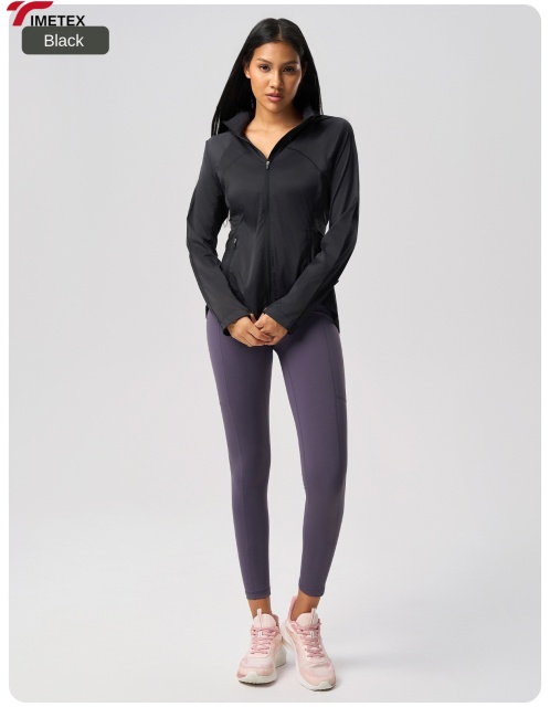 Women's Lightweight UPF50+ Yoga Top Regular Fit Breathable Quick-Dry Long-Sleeved Hooded Running Jacket 100% Polyester Summer