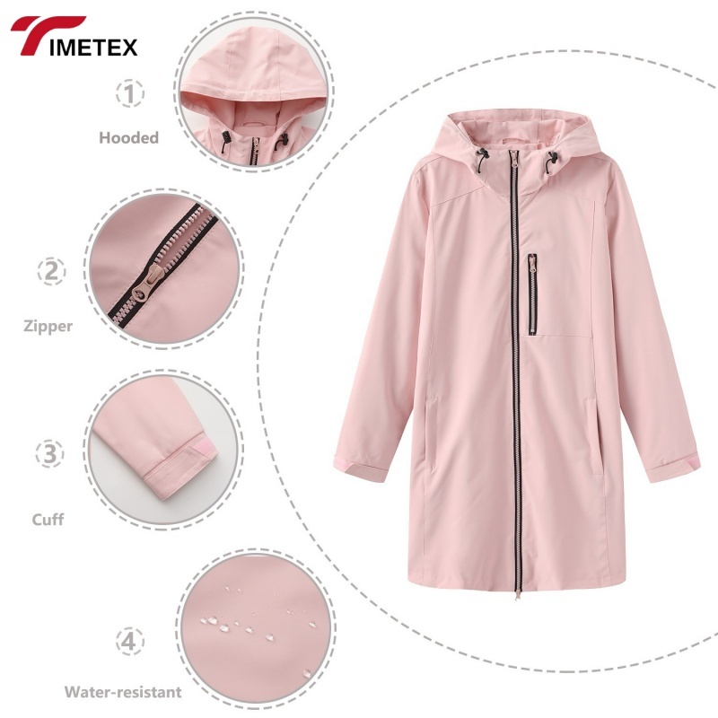 TIMETEX Outdoor Sports Hooded Coat Winter Formal Stand Collar Windproof and Waterproof Zipper Casual Loose Fit for Spring Autumn