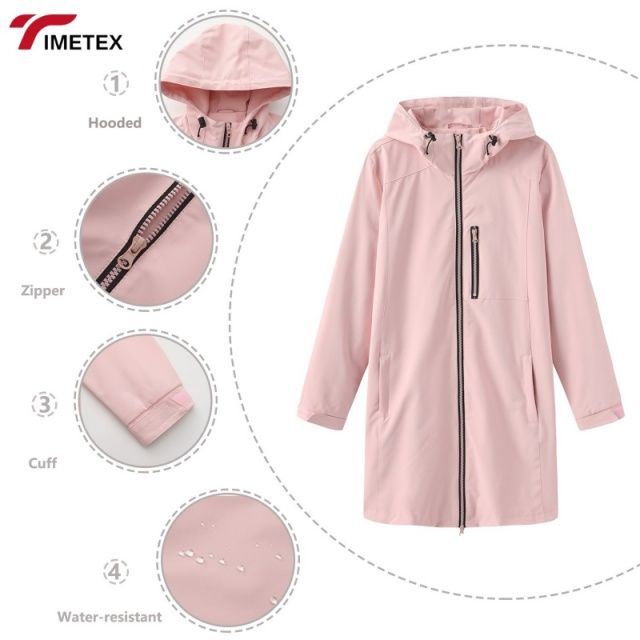 TIMETEX Outdoor Sports Hooded Coat Winter Formal Stand Collar Windproof and Waterproof Zipper Casual Loose Fit for Spring Autumn