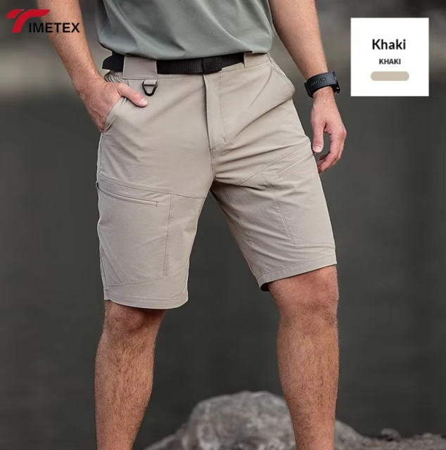 Men's Eco-friendly Quick-Drying Hiking Shorts Drawstring Waist Custom Printing Breathable Solid Pattern for Gym Sports Hiking