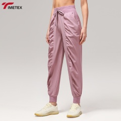 TIMETEX Women's Nine-Minute Fitness Pants Slim Loose Training Casual with Elastic Waist  Multi-Pocket Kets-for Running Exercise