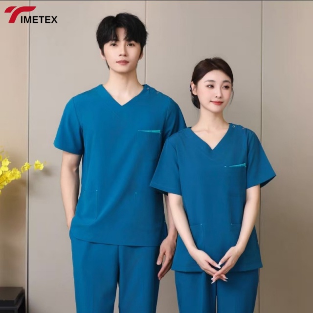 TIMETEX Wholesale Oem logo Custom Light Weight Professional Women's Nurse Doctor Uniform V-neck Medical Scrub Scrubs Set