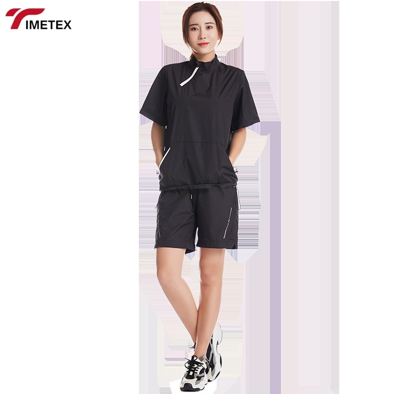 TIMETEX Custom Logo Short Sleeved SweatSuit for Gym Training Fitness Fat Burning Loose Weight Plus Size Sportswear Sauna Shorts