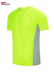 TIMETEX Short Sleeved Oneck Sporty Plaid Vinegar Fiber Sweatshirt Color Blocking Quick-drying Breathable Durable Custom logo