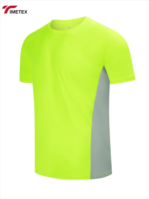 TIMETEX Short Sleeved Oneck Sporty Plaid Vinegar Fiber Sweatshirt Color Blocking Quick-drying Breathable Durable Custom logo
