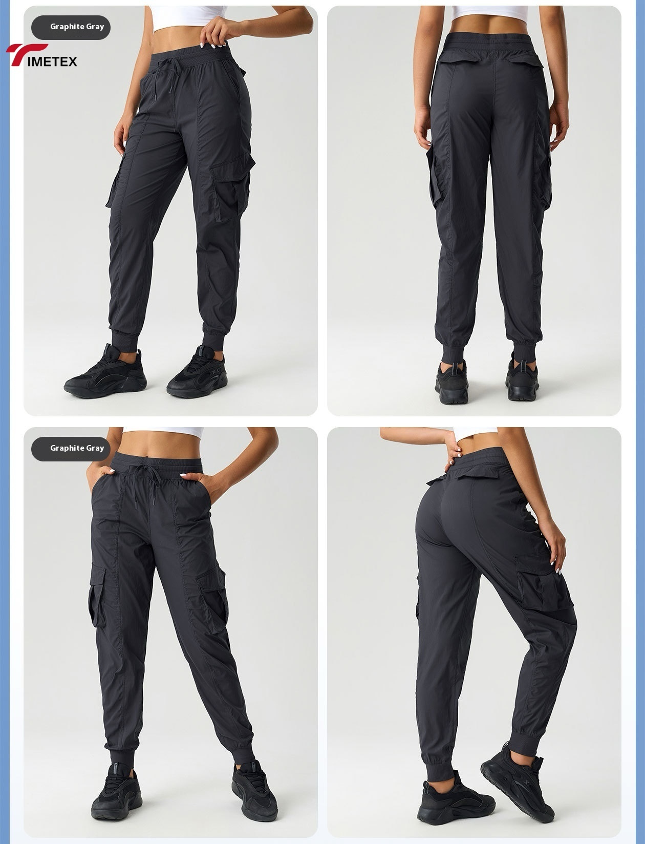 TIMETEX Women Outdoor Hiking Cargo Pants New Lightweight Loose Fit Tapered Ankle Workout Trousers for Gym Casual Sportswear