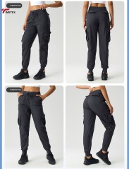 TIMETEX Women Outdoor Hiking Cargo Pants New Lightweight Loose Fit Tapered Ankle Workout Trousers for Gym Casual Sportswear